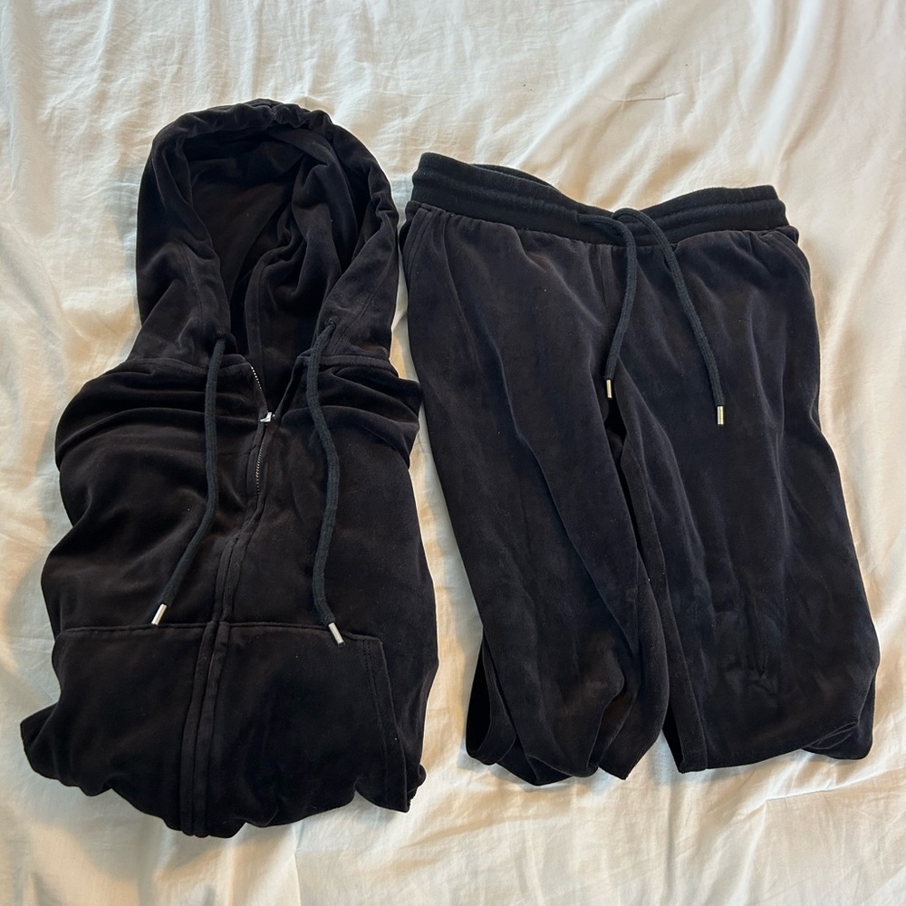GAP Black Velour Hoodie & Jogger Tracksuit